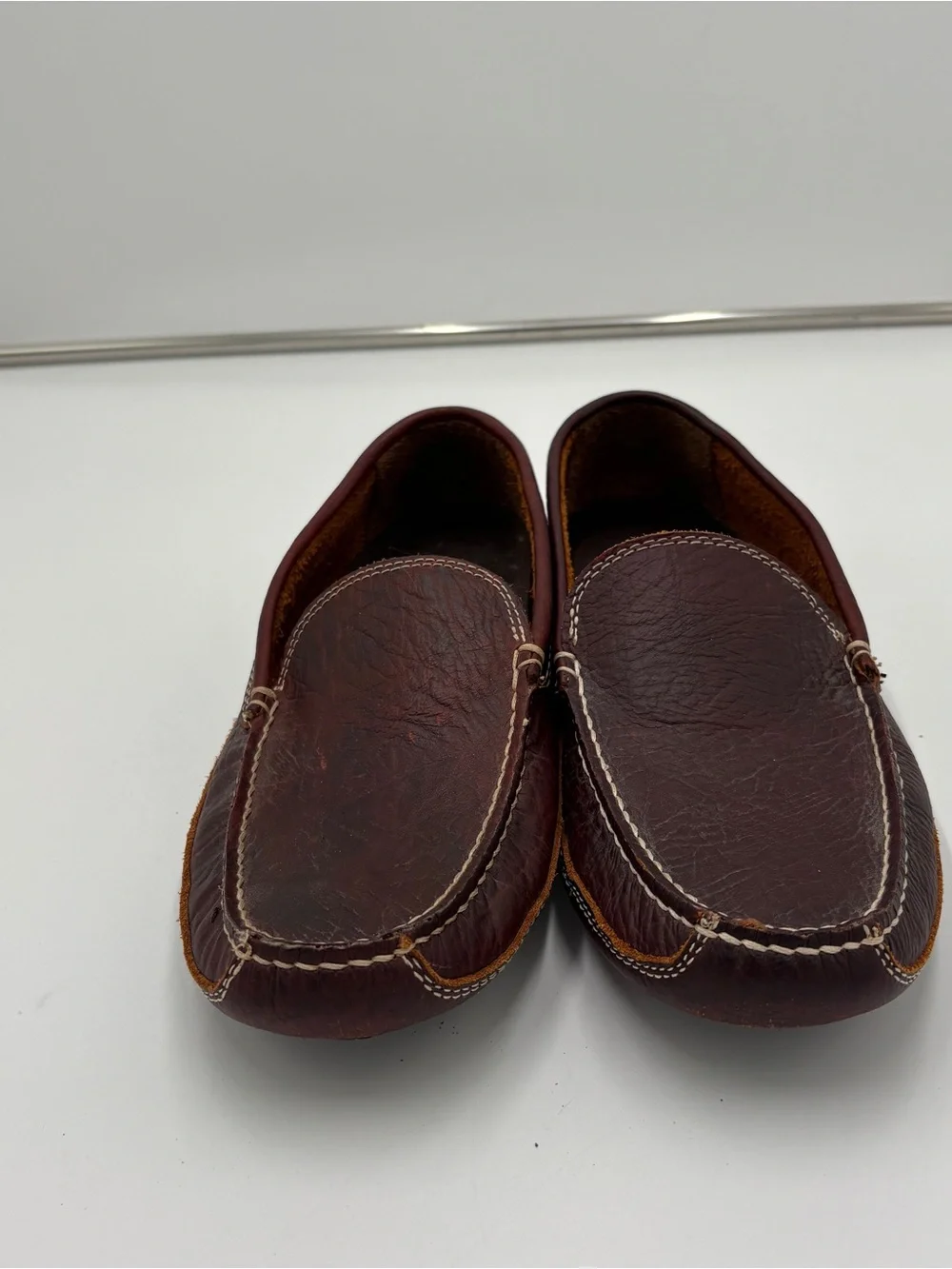 Duluth Trading Men’s Size 10 Driving Moccasins Brown Bison Leather Loafers